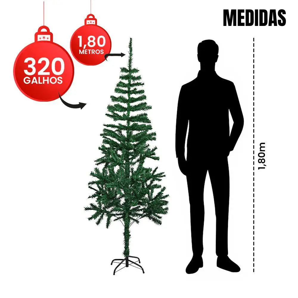 ÁRVORE DE NATAL GRANDE 1.80M COM 320 GALHOS