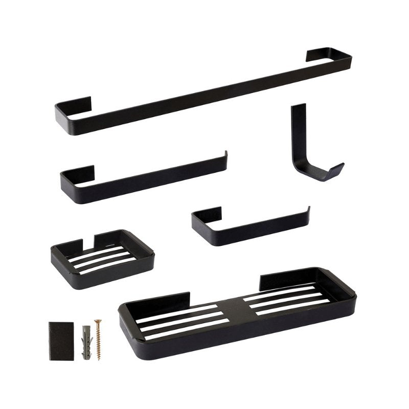 Kit Acessórios Para Banheiro Preto 6 Peças Aço Inox